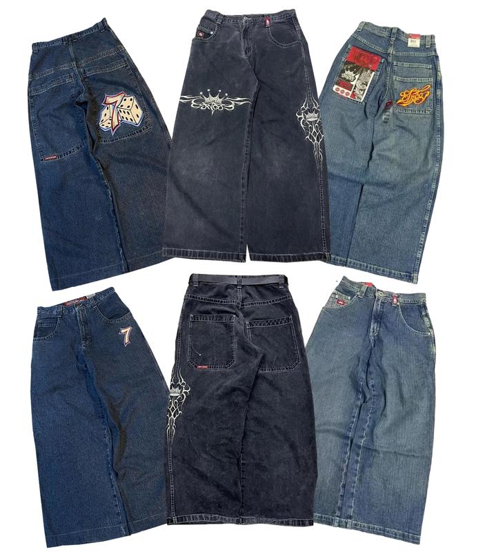 Women's Vintage Y2K Embroidery Print Loose JNCO Jeans Street Hip Hop American Rock Trash Girl Skateboard Jeans